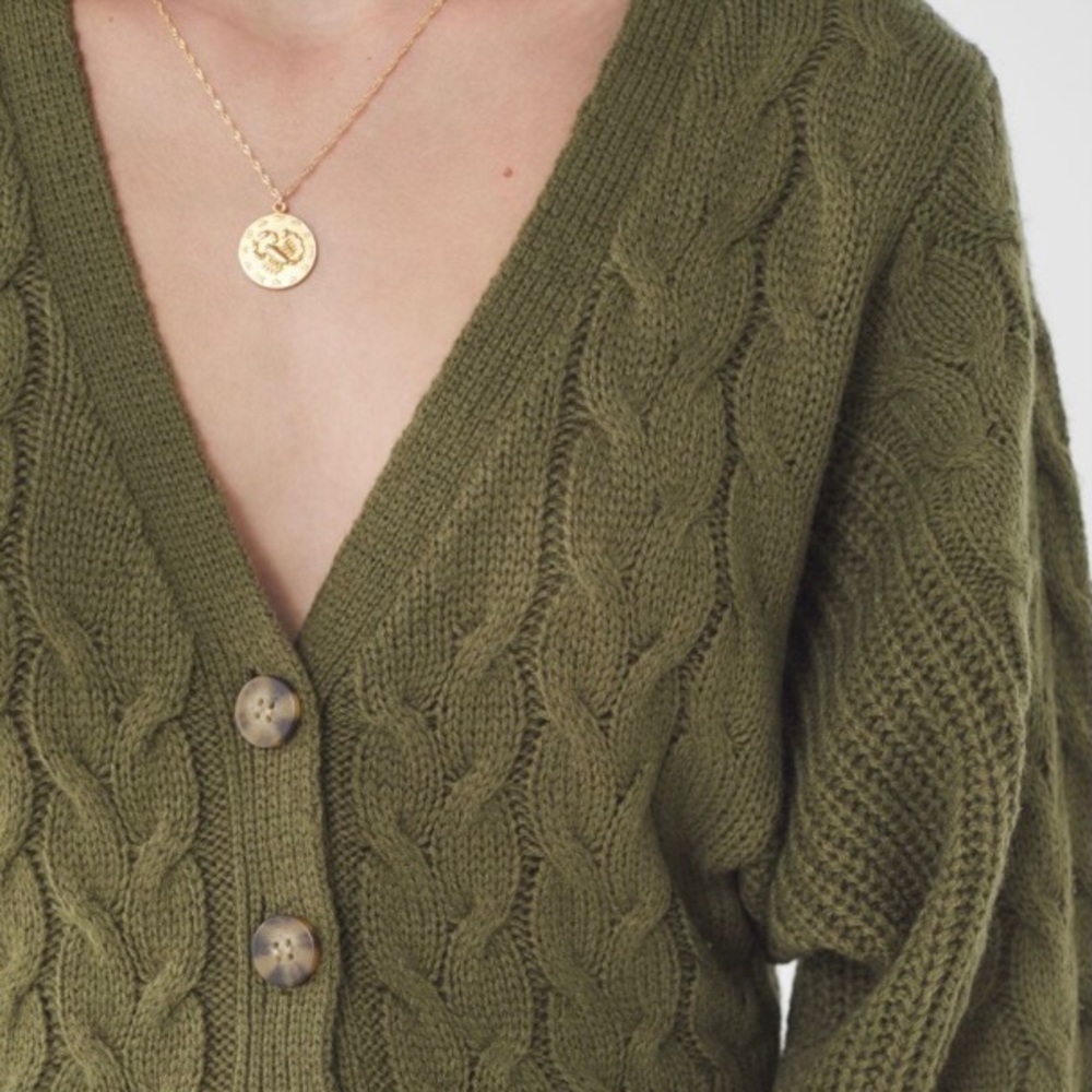 Cropped Green Cardigan